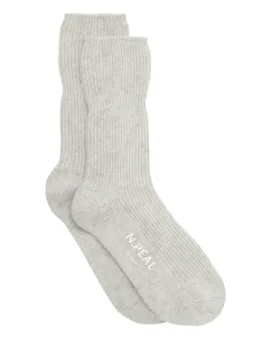 Unisex Cashmere Rib Bed Socks Fumo Grey