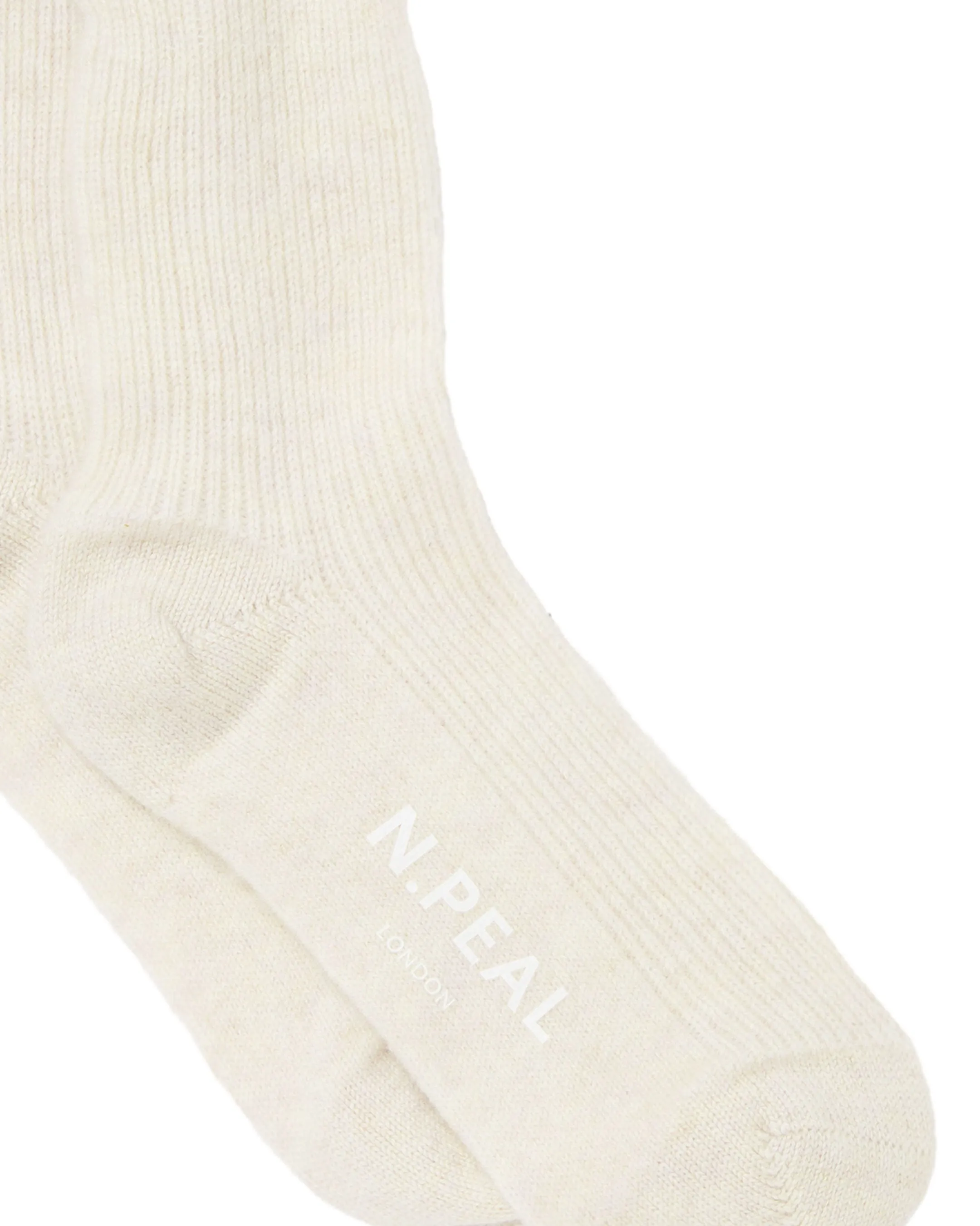 Unisex Cashmere Rib Bed Socks New Ivory White