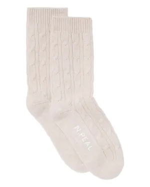 Women's Cable Cashmere House Socks Frost White