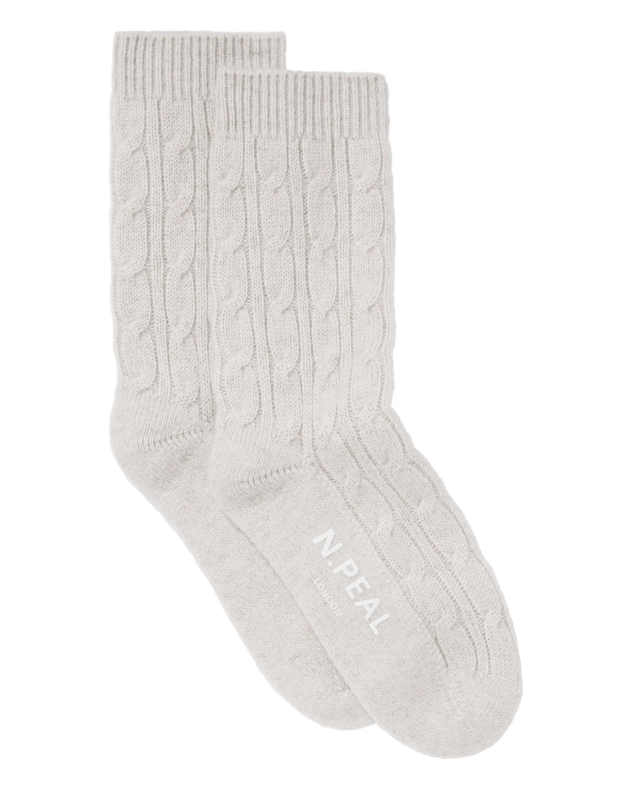 Women's Cable Cashmere House Socks Fumo Grey