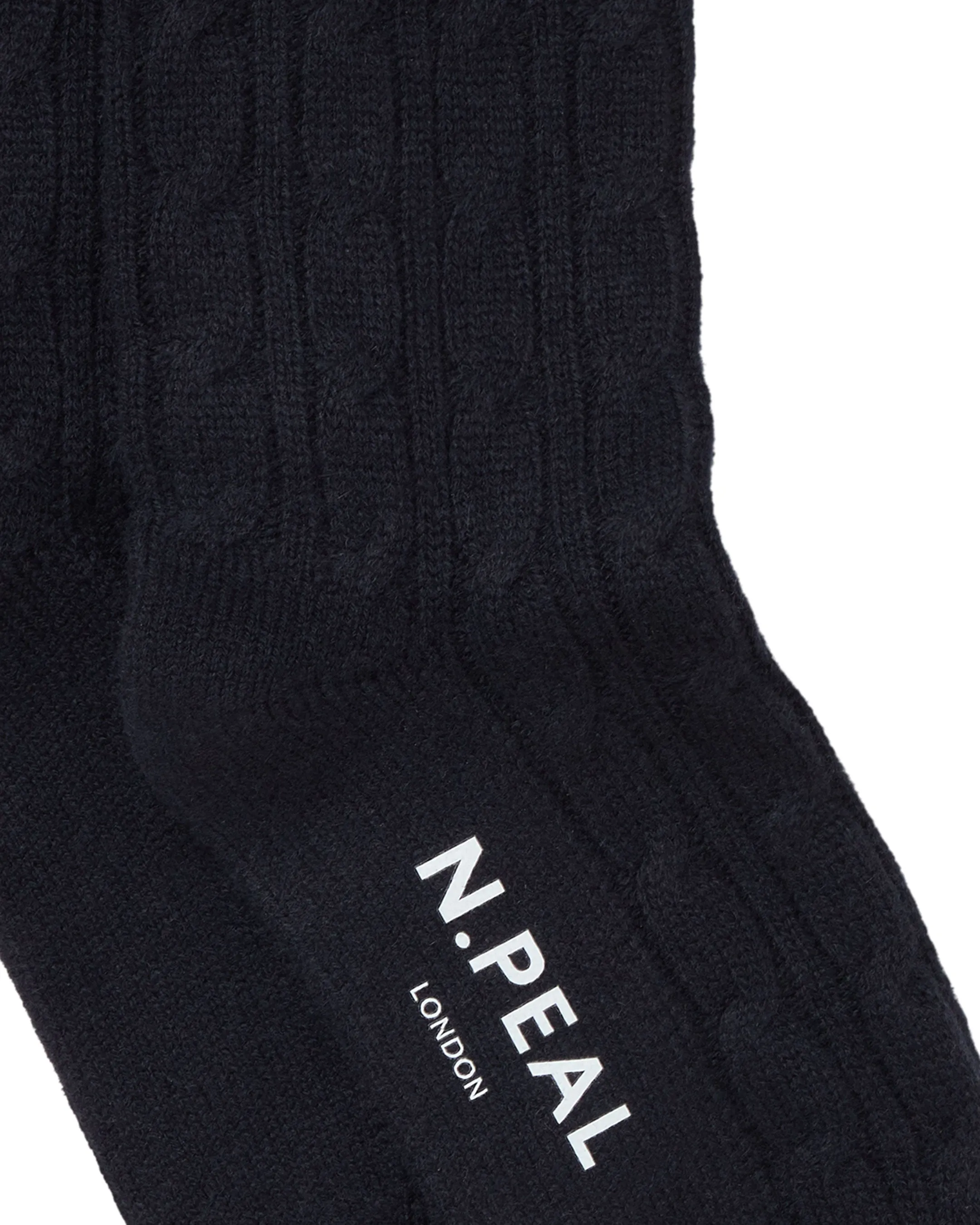 Women's Cable Cashmere House Socks Navy Blue