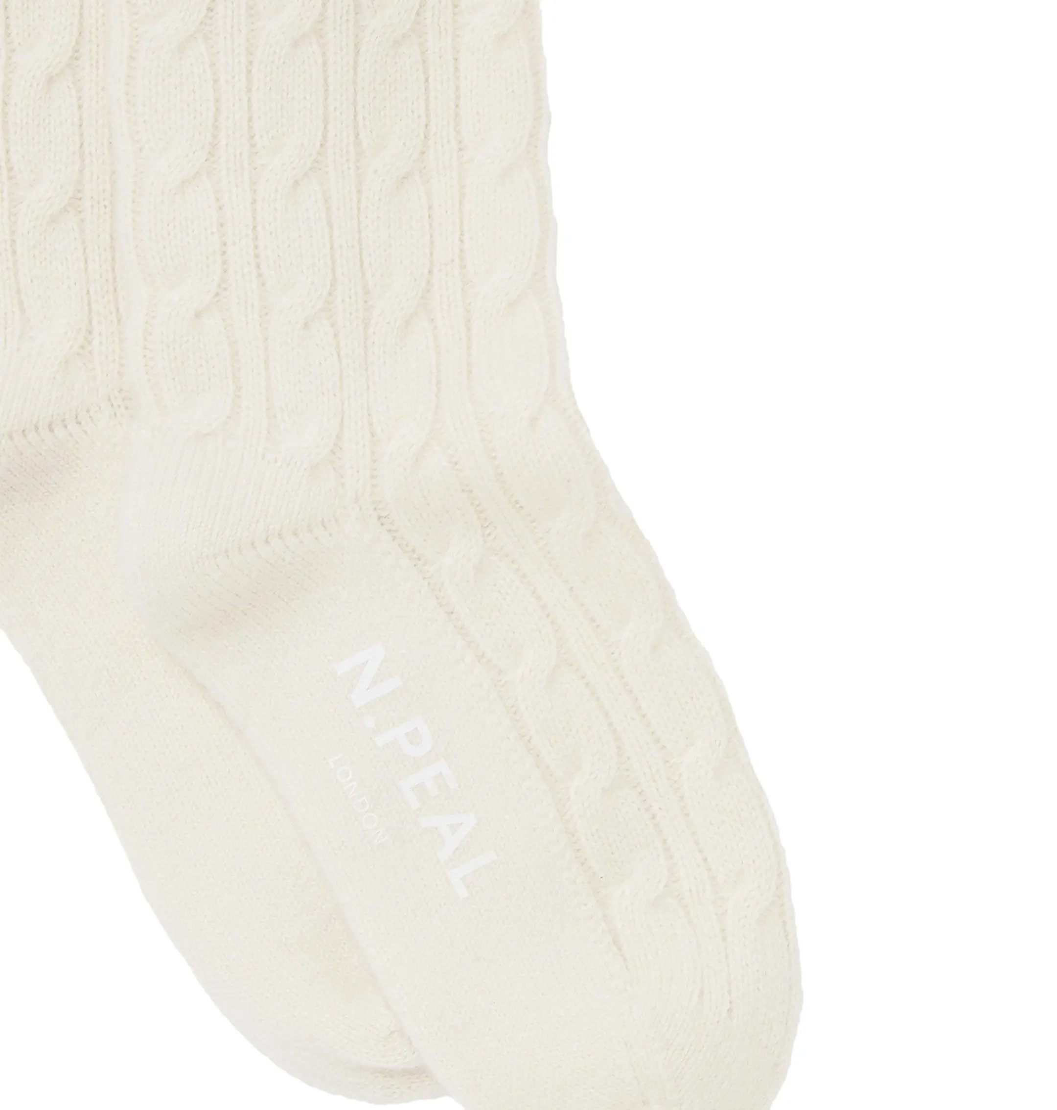 Women's Cable Cashmere House Socks New Ivory White